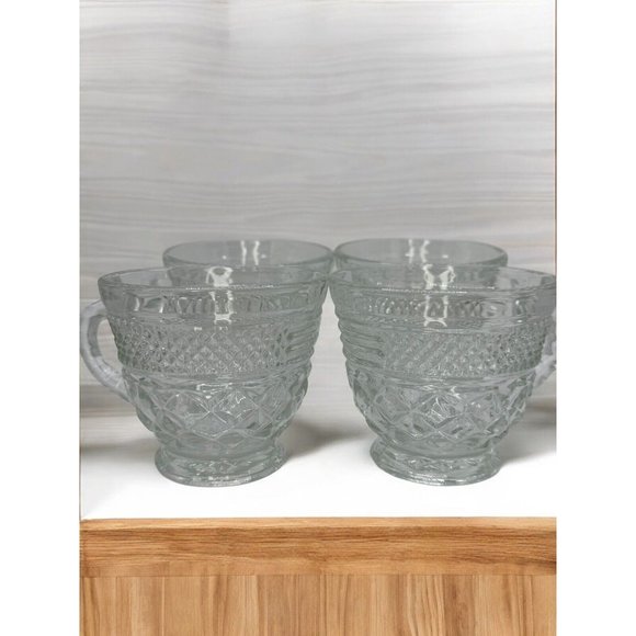 Anchor Hocking “Wexford” Clear Glass Punch/Coffee/Tea Cups - Set of 4 - Picture 7 of 10